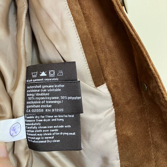 Danier Washable Suede Leather Jacket Button Front Tan Brown Women's Lg - Picture 7 of 8